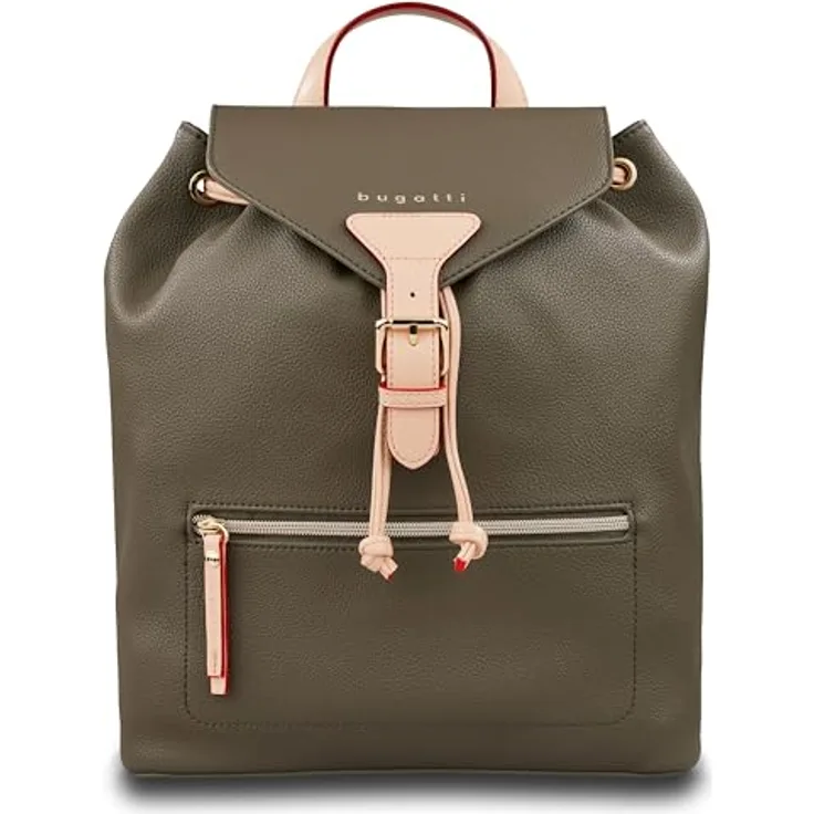 bugatti Ella City Rucksack 34 cm, oliv, aus 100% Polyurethan, Maße 26 cm x 12 cm x 34 cm