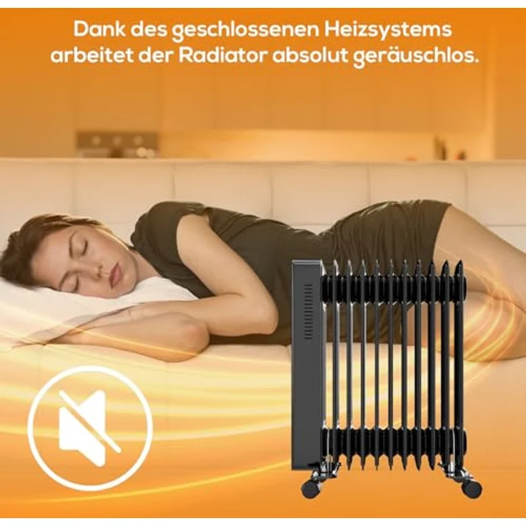 Tronitechnik® Ölradiator TT-OR 311 Elektroheizung Schwarz 3 Heizstufen 11 Rippen Energiesparend Thermostat Überhitzungsschutz – Bild 4