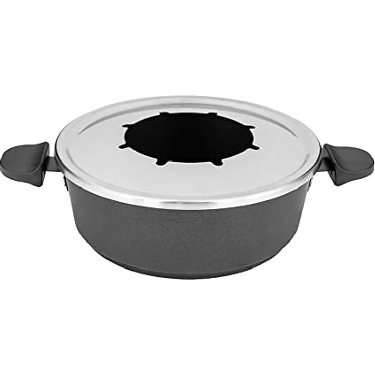 GASTROBACK 42566 Fondue Set, praktischer Drehteller mit 8 Edelstahl-Saucenbehälter Stufenlos regelbar von 40°C bis 190°C, 1.000 Watt, 1000, Antihaftbeschichteter Topf, schwarz, silber – Bild 6