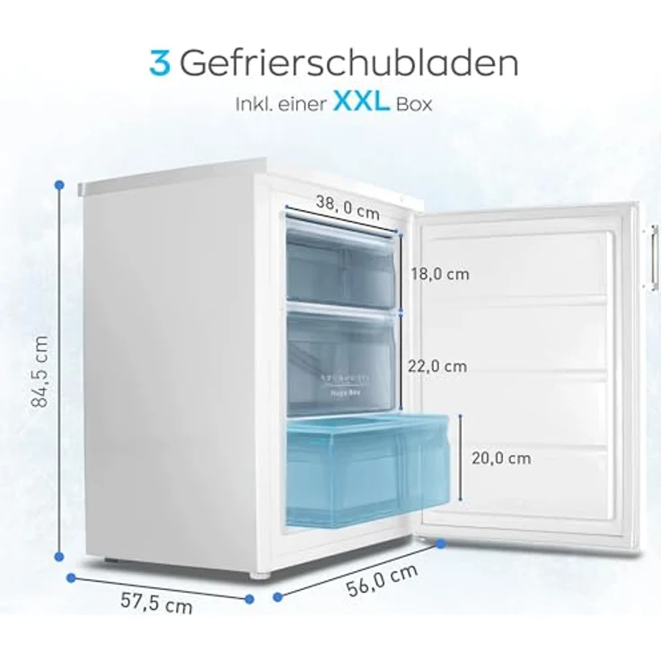 Heinrich´s Mini Gefrierschrank, 85 Liter, -18°C~-38°C, 3x Gefrierschublade, weiß – Bild 3