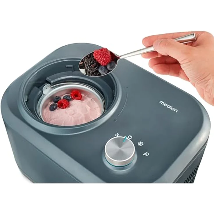 MEDION Eismaschine mit Kompressor MD 10169, 1 Liter, 100 Watt, Aluminium Eisbehälter, kein Vorkühlen notwendig – Bild 2