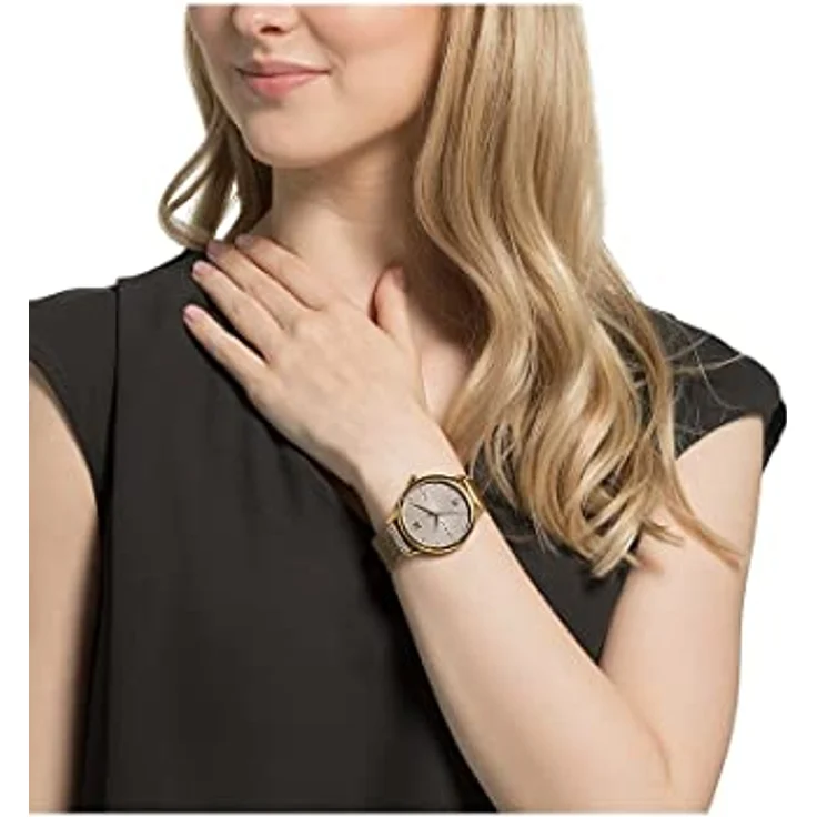 JETTE Damen-Armbanduhr Analog Quarz, Edelstahl, Gehäusedurchmesser 38 mm, Gelbgold – Bild 3