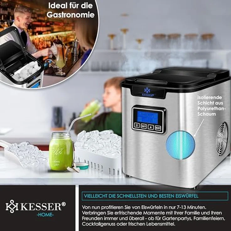 Kesser Eiswürfelbereiter Eiswürfelmaschine Edelstahl 150W – Bild 4