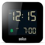 Braun BC08B Digitaler Reisewecker mit Schlummerfunktion, negativem LC-Display, schneller Einstellfunktion und Crescendo-Alarm in Schwarz