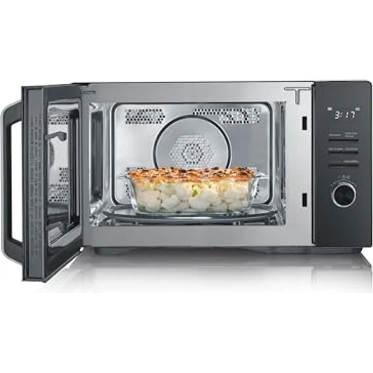 SEVERIN MW 7798, Mikrowelle mit Grill und Heißluft-Funktion bis 240°C, 29L, 900W, 11 Programme, inkl. 2 Grillroste, schwarz – Bild 4