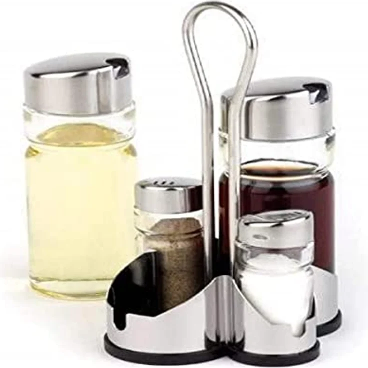 APS 40460 ECONOMIC Glas Menage mit Edelstahlabdeckung und Non-Drip Spout, 11 x 10.5 x 22 cm – Bild 2