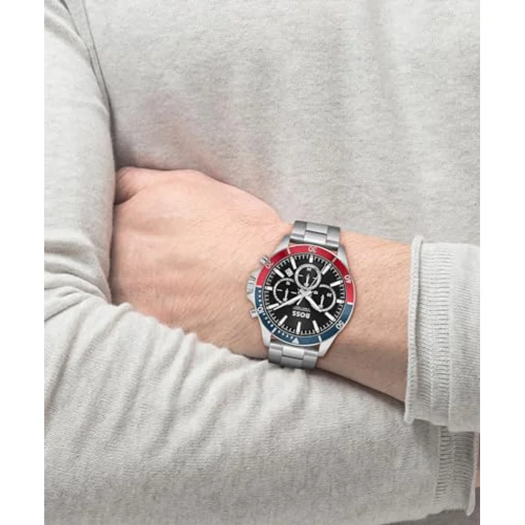 BOSS Chronograph Quarz Uhr für Herren Kollektion TROPER mit Silbernes Edelstahlarmband - 1514108 – Bild 4
