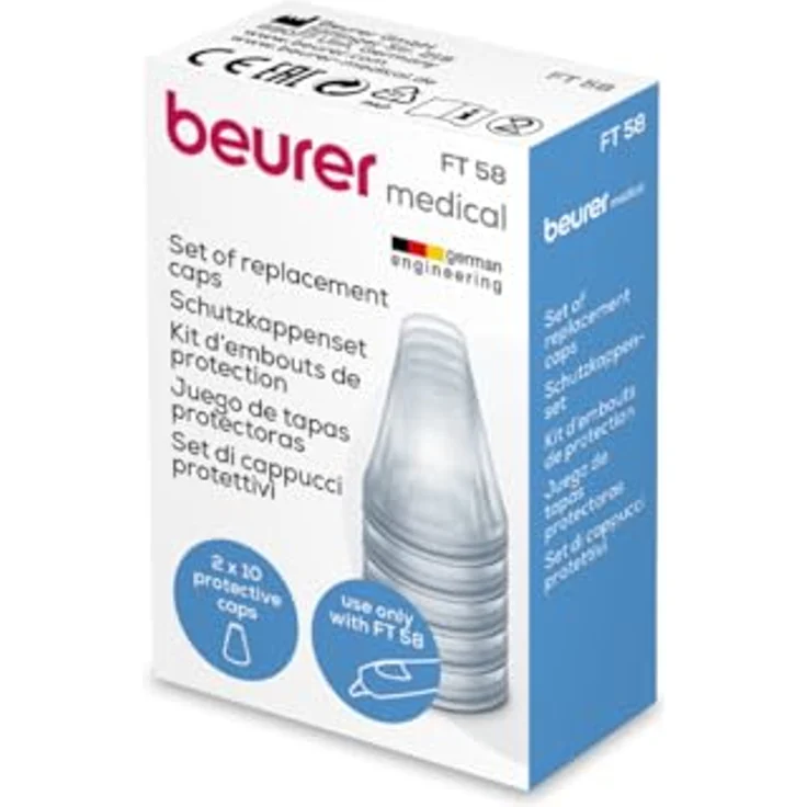 Beurer FT58 20 Schutzkappen, zum Aufstecken auf das Fieberthermometer, schützt vor Verschmutzungen, hygienische Sauberkeit – Bild 3