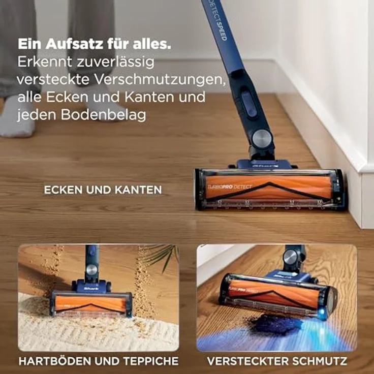 Shark PowerDetect Speed IA3241EUT Akku-Staubsauger, 350 Watt, 60 Min. Laufzeit, beutellos, HEPA-Filter, Lithium-Ionen, blau – Bild 10