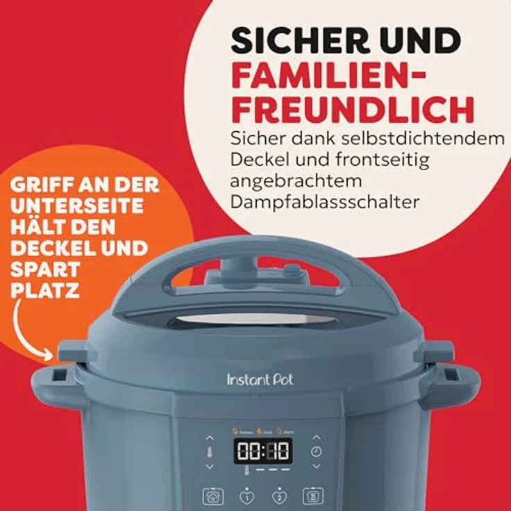 Instant Pot 7-in-1 Multikocher 5,7L – Schnellkochtopf, Schongarer, Dampfgarer, Joghurtbereiter, Edelstahl, Farbe Blau – Bild 5