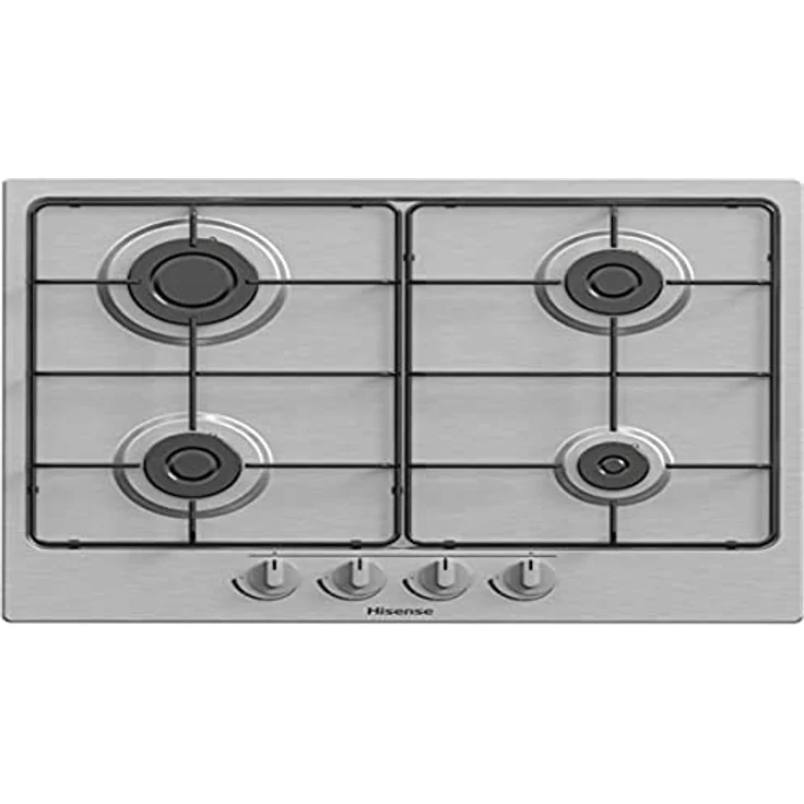 Hisense Gm642Xf Gasherd mit 4 Kochzonen, Breite 60 cm, emaillierte Grillroste, integrierte Zündung im Knopf, Edelstahl-Finish, Anti-Fingerabdruck, Silber