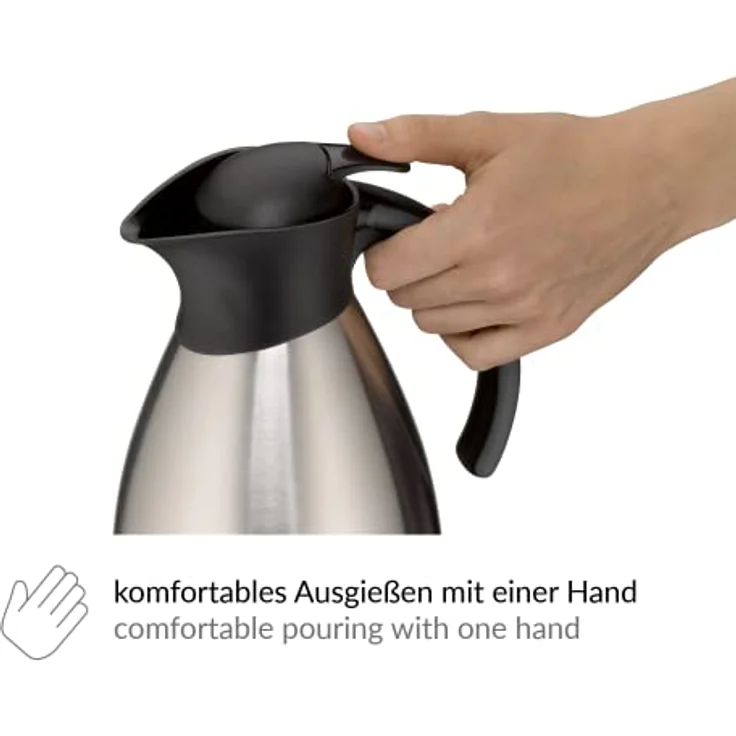 alfi 0787.205.150 Isolierkanne Bono, Edelstahl mattiert 1,5 l, doppelwandiger Edelstahl, 12 Stunden heiß, 24 Stunden kalt – Bild 4