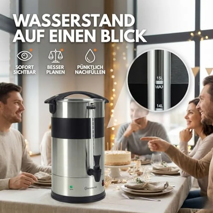 Sommertal Gastro Kaffeemaschine 15L / 100 Tassen, Filterkaffeemaschine mit Warmhaltefunktion und Beschriftungsfeld – Bild 6