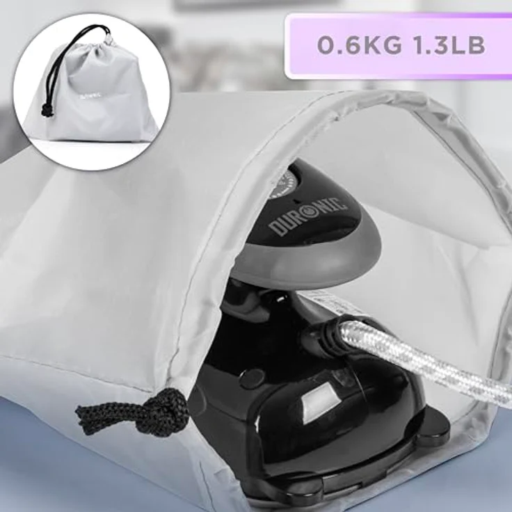 Duronic Si2 Bk, Mini-Reise-Dampfbügeleisen mit Keramikfläche, 375 W, 40 ml Wassertank, ergonomischer Griff, variable Dampffunktion – Bild 5