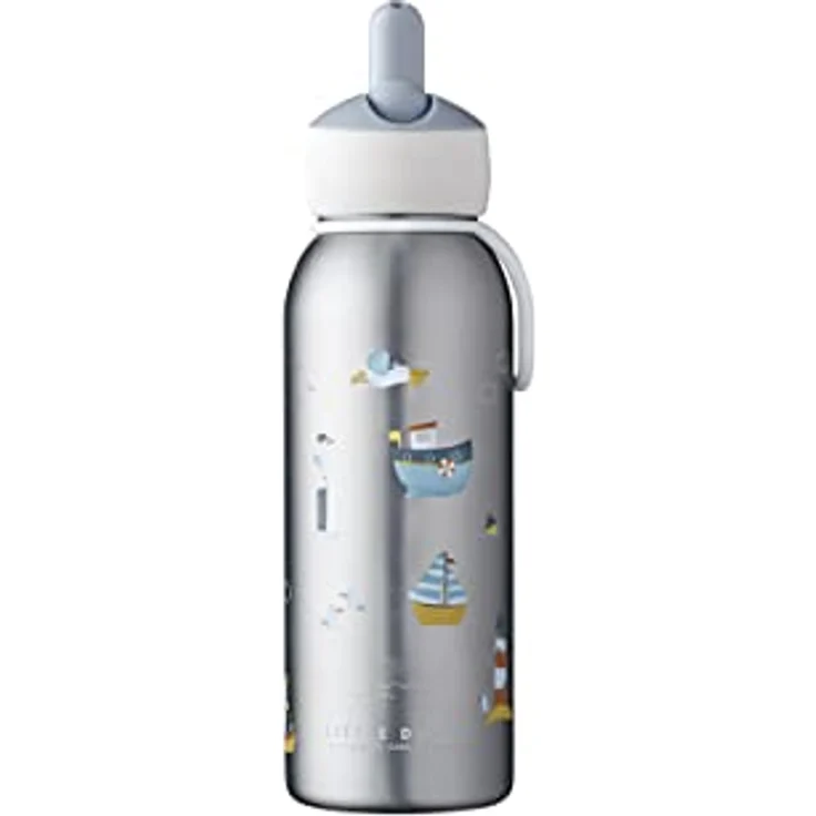 Mepal - Thermoflasche Flip-Up Campus - Isolierte Trinkflaschen Little Dutch - Edelstahl Thermosflasche - 9 Stunden heiß & 12 Stunden kalt - BPA-frei - 350 ml - Sailors Bay – Bild 2