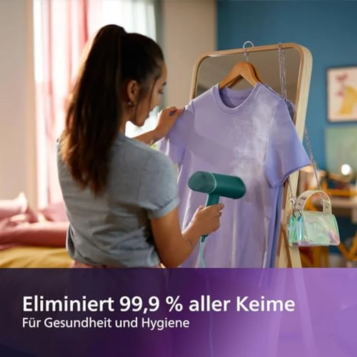 Philips Dampfglätter STH 3020/70, 1000 W, kompakt und einklappbar, grün – Bild 7