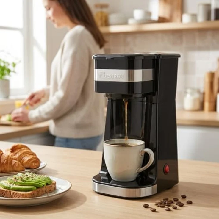 Kaffeemaschine, Edelstahlbecher, Permanentfilter – Bild 3