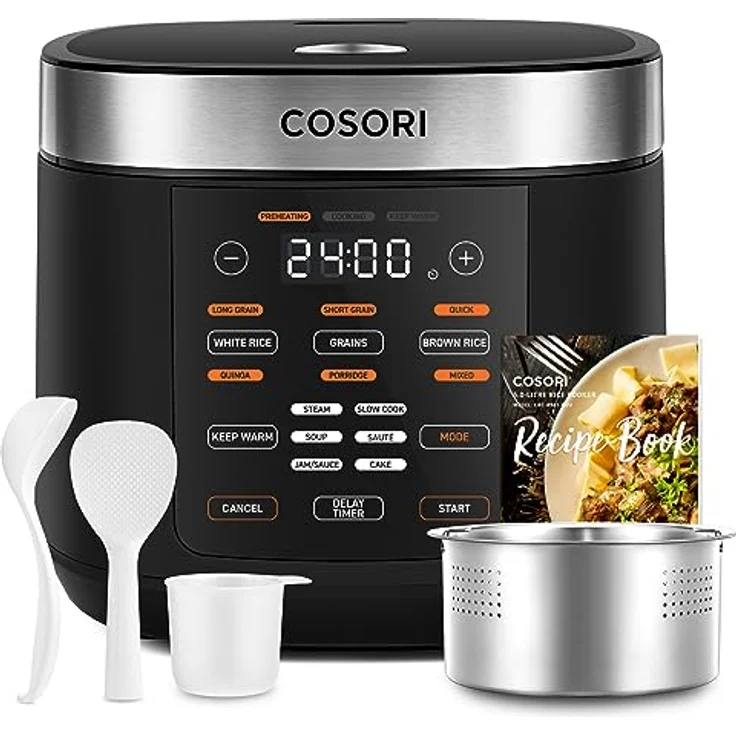 COSORI Reiskocher, Multikocher mit 17 Programme, Rice Cooker 1,8 L, Fuzzy-Logik, Dampfgarer mit Edestahleinsatz, Rezeptbuch, Slow Cooker, Premium Innentopf, Warmhaltefunktion, Timer – Bild 1