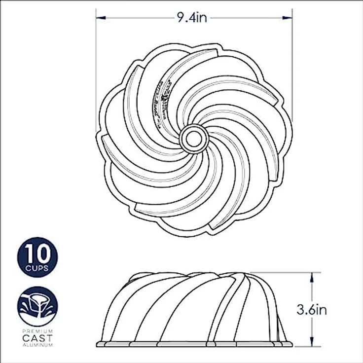 Nordic Ware Aluguss Backform Swirl Ø 26 x 10 cm, Extra-Qualität, Made in USA – Bild 5