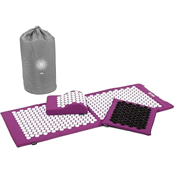 bodhi Vital Akupressur DELUXE-Set XL, aubergine, bestehend aus Nagelmatte, Kissen, SOFT Fußmatte und Tasche – Bild 1