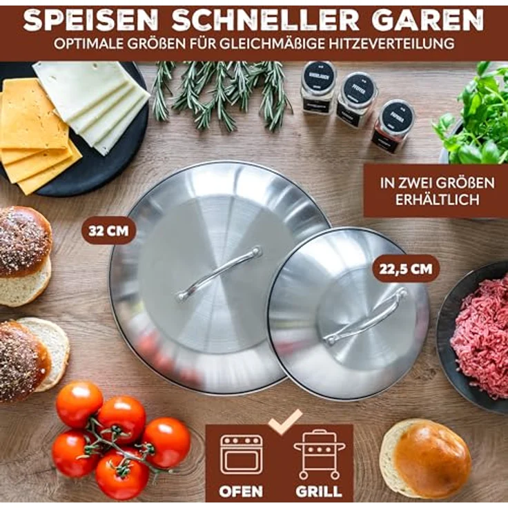 bremermann Burgerhaube 22,5 cm // Grillhaube Schmelzglocke Burger-Cover // Edelstahl, multifunktionale Garhaube mit gleichmäßiger Hitze – Bild 5