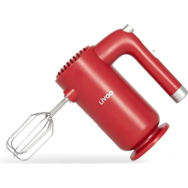 Livoo DOP243R, elektrischer Handmixer mit 250 W Leistung, 5 Geschwindigkeitsstufen und ergonomischem Griff, inklusive 2 Schneebesen und 2 Knetern – Bild 1