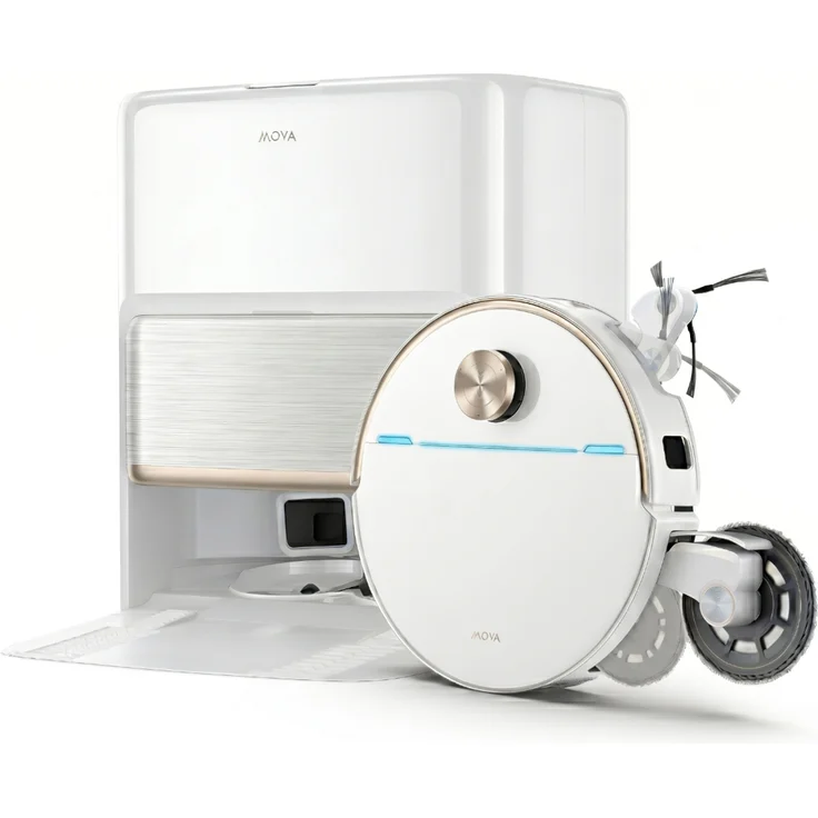 Mova V70 Ultra Complete, Weiß Saug-Wisch-Roboter mit Reinigungsstation, 6.400 mAh Akku, 220 Min. Laufzeit, 40.000 Pa Saugleistung, EcoCyclone™ System