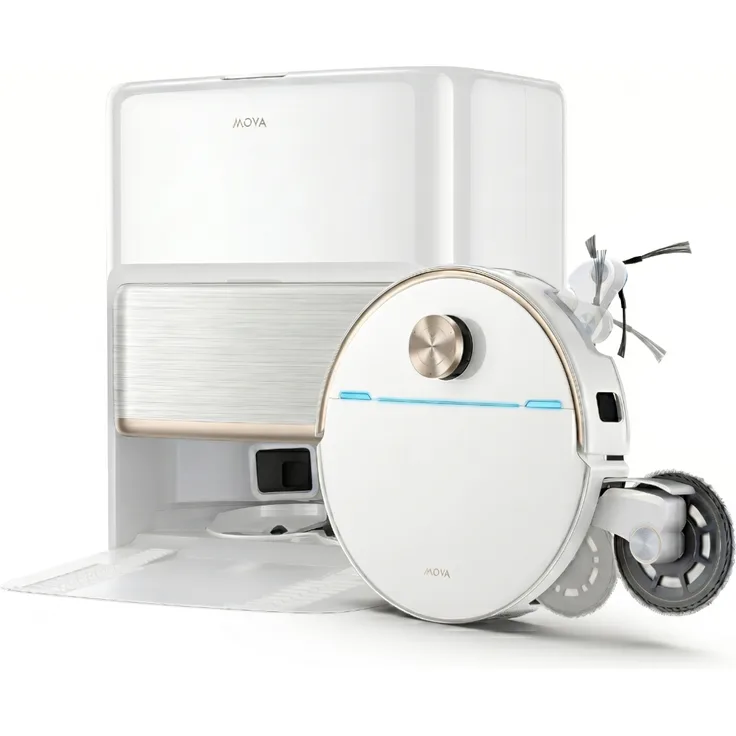 Mova V70 Ultra Complete, Weiß Saug-Wisch-Roboter mit Reinigungsstation, 6.400 mAh Akku, 220 Min. Laufzeit, 40.000 Pa Saugleistung, EcoCyclone™ System