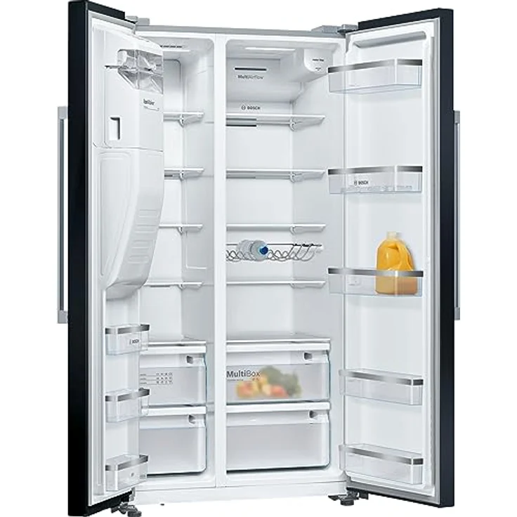 Bosch KAD93ABEP Serie 6 Amerikanischer Side-by-Side Kühlschrank, 178,7 x 90,8 cm, 371 L Kühlen + 191 L Gefrieren, Eis- und Wasserspender mit Wasseranschluss,No Frost, XXL-Fassungsvermögen – Bild 2
