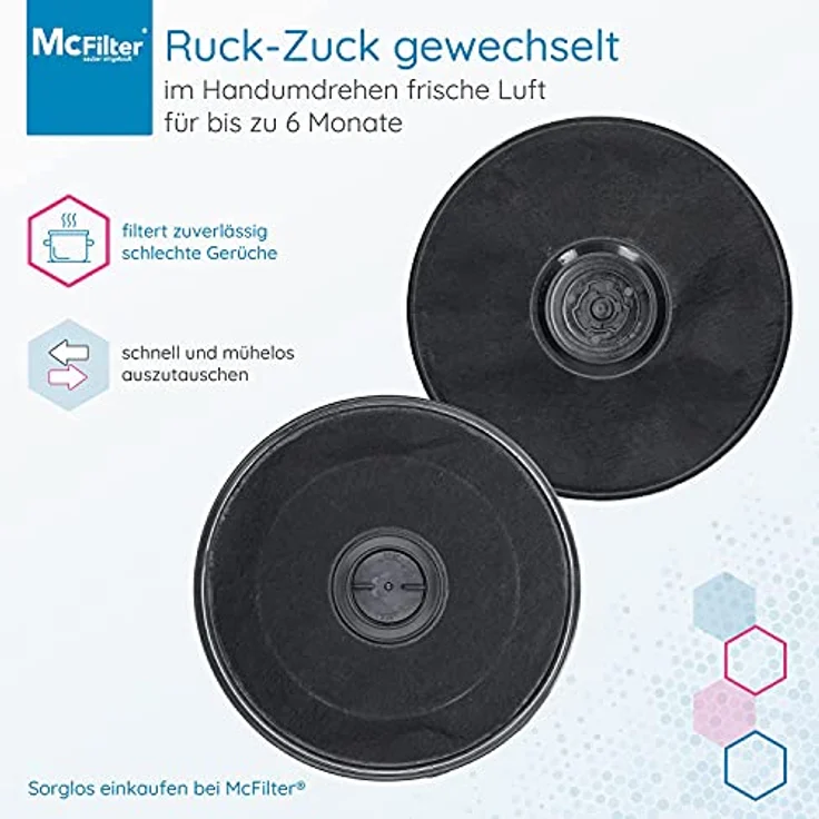 McFilter | 1x Aktivkohlefilter Ø 230mm für Dunstabzugshaube als Alternative für Kohlefilter 11005728 11005732 DHZ2701/01 9029793594 | geeignet für Bosch Siemens, AEG, Whirlpool, Faber – Bild 4