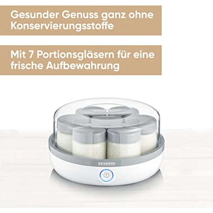 Severin JG 3518 Joghurtbereiter, 18W, 7 Portionsgläser á 150 ml, weiß - grau – Bild 2