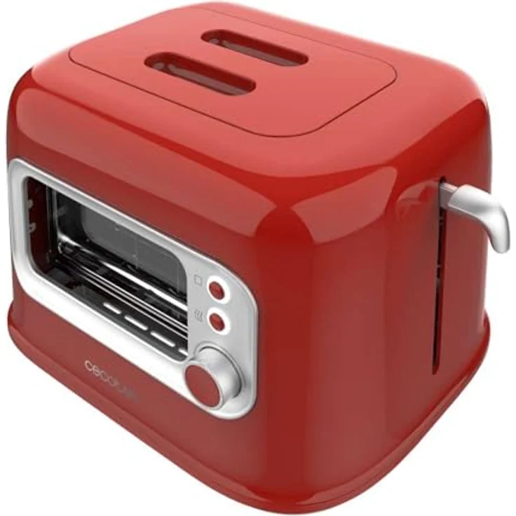Cecotec Vertikaler Toaster RetroVision Red, 700W, 2 extra breite Schlitze, Bräunungssteuerung, Retro-Design mit Staubabdeckung – Bild 2