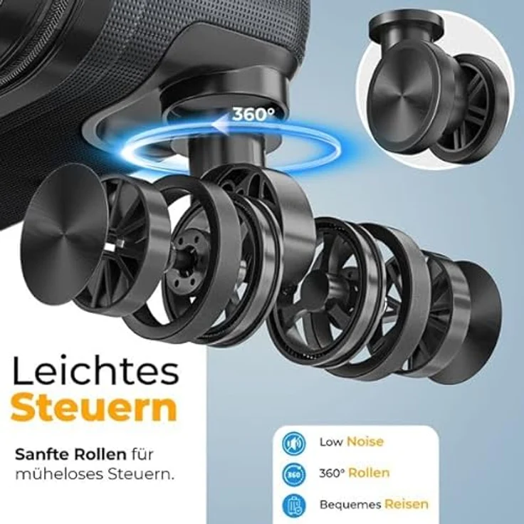 KESSER® Reisekoffer Set 3-teilig, ABS Hartschalenkoffer mit Zahlenschloss, Kofferwaage & Reisebrieftasche, 360° Rollen, Handgepäck & große Koffer für Business & Reisen, Charcoal – Bild 4