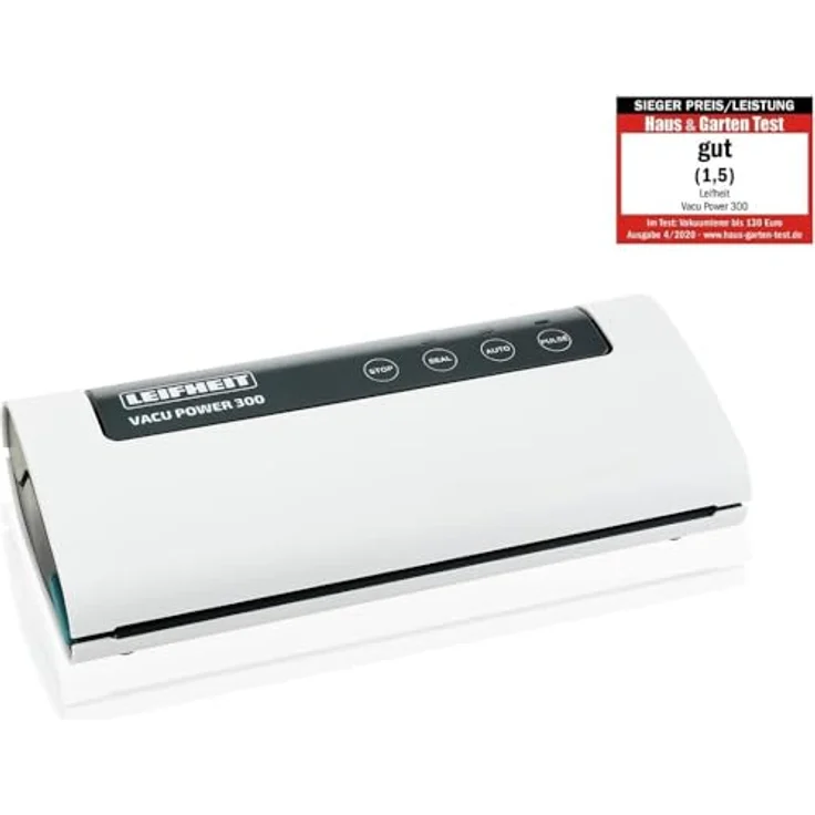 Leifheit Vakuumiergerät Vacu Power 300, Vakuumierer zum Konservieren, Lebensmittel bleiben 5x länger frisch, ideal zum Sous-Vide-Garen, Folienschweißgerät inkl. 10 Vakuumierbeuteln 20x30cm – Bild 2