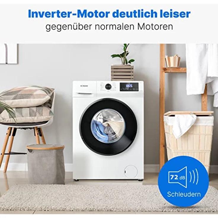 Bomann® Waschmaschine WA 7185 8kg | max. 1400 U/min | robuster, leiser & langlebiger Invertermotor | 10 Jahre Motor-Garantie | 15 Waschprogramme | LED-Display | Washing Machine mit Dampffunktion | WA 7185 – Bild 3