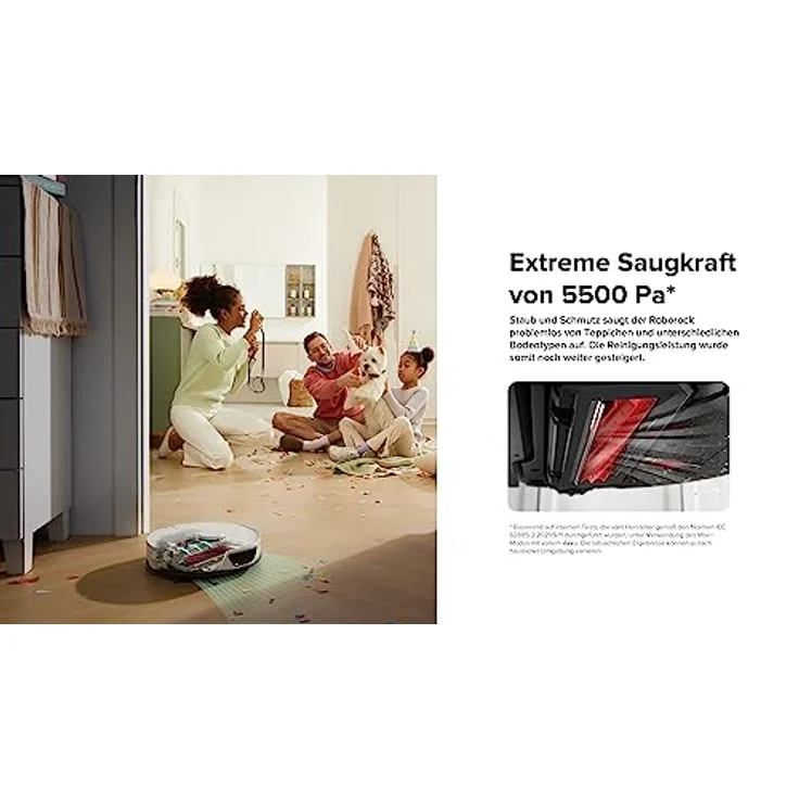 roborock S7 Max Ultra Saug- & Wischroboter mit All-in-One Station (Saugleistung 5500Pa, 180min Akkulaufzeit, 350ml Staub-/ 200ml Wassertank, Ultraschall-Wischfunktion, App-/Sprachsteuerung) Weiß – Bild 2