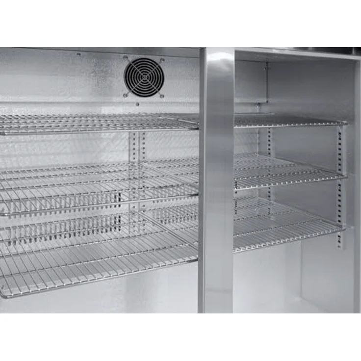 METRO Professional GBC3002S Glastür-Kühlschrank, 198 L, Edelstahl/Aluminium/Hartglas, 6 verstellbare Einlegeböden, automatische Abtauung, LED Beleuchtung, silber, EEK: D – Bild 3
