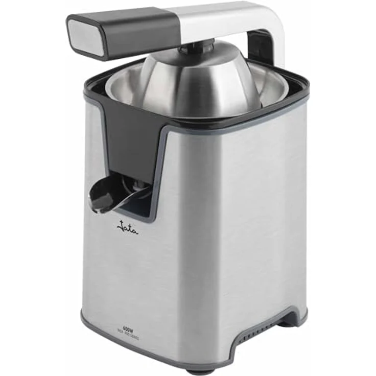 Jata JEEX1155 Elektrische Orangenpresse, 600 W, mit Arm, Doppelkegel für alle Obstsorten, abnehmbar, einfache Reinigung, leise, Edelstahl-Körper – Bild 1
