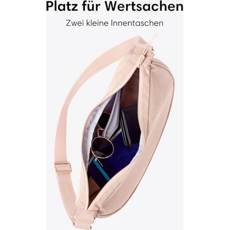 LARKSON Solveig Medium, Crossbody Bag für Damen & Herren in Rosa, wasserabweisende Umhängetasche im Halbmond Design mit verstellbarem Schultergurt und praktischen Taschen – Bild 5