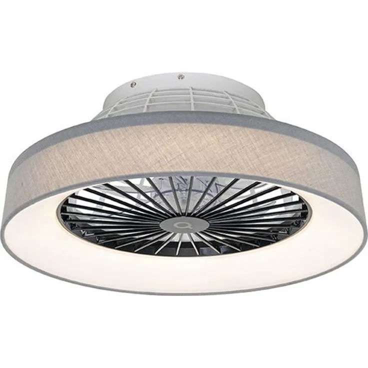 QAZQA Deckenventilator Emily, grau 47cm mit dimmbarer LED und Fernbedienung, Sterneffekt