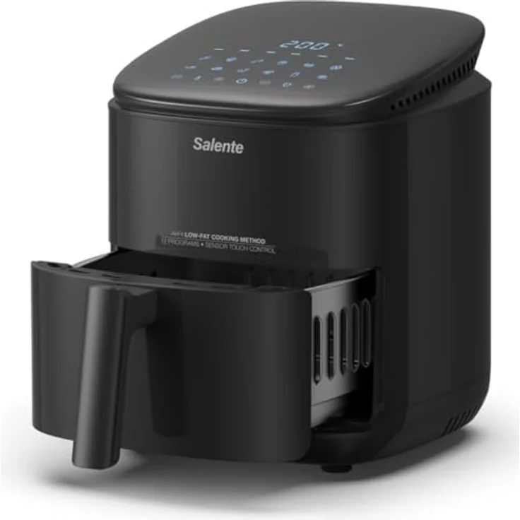 SALENTE AirFit, Heißluftfritteuse mit 12 Programmen, 3,5 L, 1500 W, 30-200 °C, antihaftbeschichtet, spülmaschinenfest (Schwarz) – Bild 3