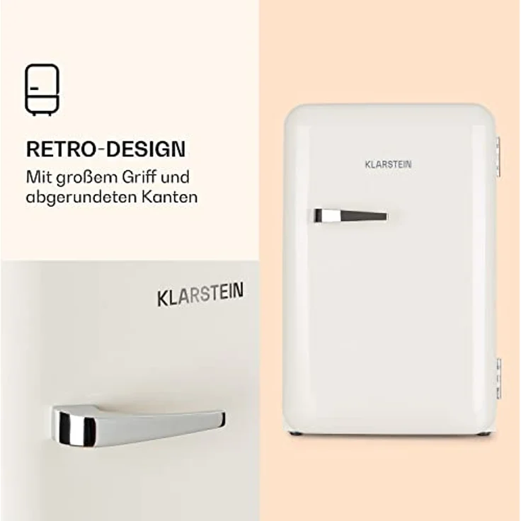 Klarstein Audrey Mini - kleiner Kühlschrank, freistehend, 70 Liter Fassungsvermögen, weiß, Kompressionskühlung, Temperatur: 0-10 °C – Bild 2