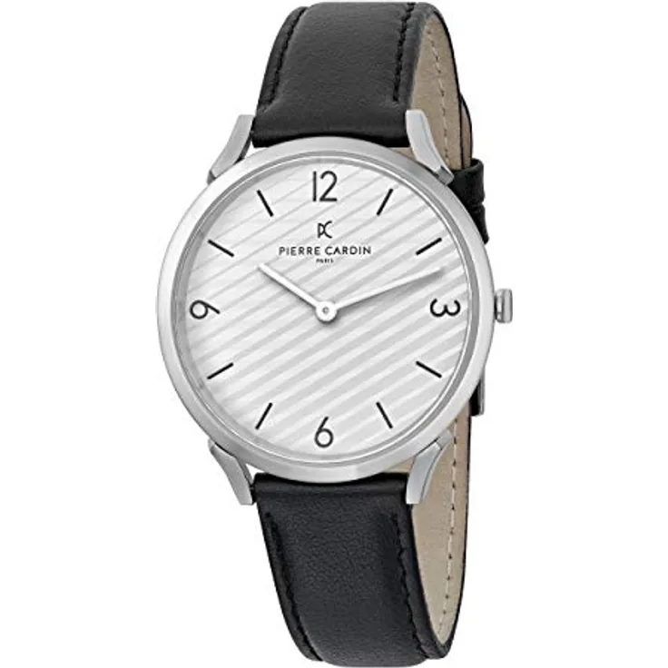 Pierre Cardin Watch CPI.2016, Casual-Uhr mit Schwarz Leder Band, Silber Gehäuse