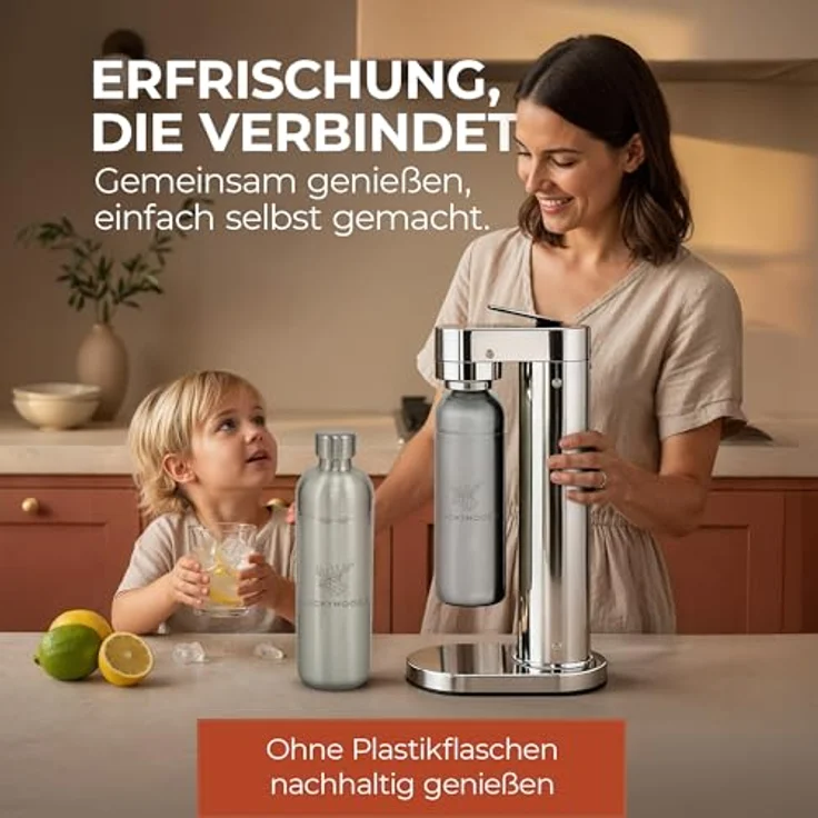 Luckymoose Infinity-S Wassersprudler aus Edelstahl (Silver/Silver) – inkl. 2x 1,25L Edelstahlflaschen, stufenlose CO₂-Regulierung, hygienische herausnehmbare Düse – Bild 5