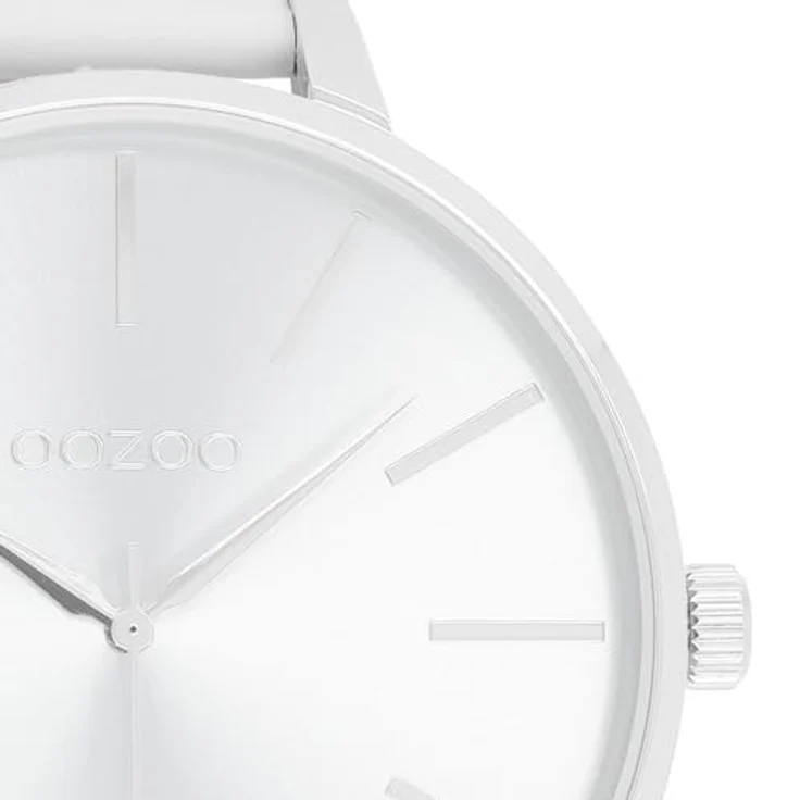 Oozoo Damenuhr mit Lederband Color Line 48 MM Silberfarben/Weiß C11070 - XXL Gehäuse, Miyota Quarzwerk und Spritzwasserschutz – Bild 2