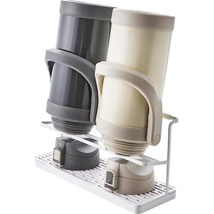 YAMAZAKI 5409 Tower Flaschen-Abtropfständer, minimalistisch mit Ablage, weiß, Stahl/ABS-Harz, 32 x 12 x 17 cm – Bild 1