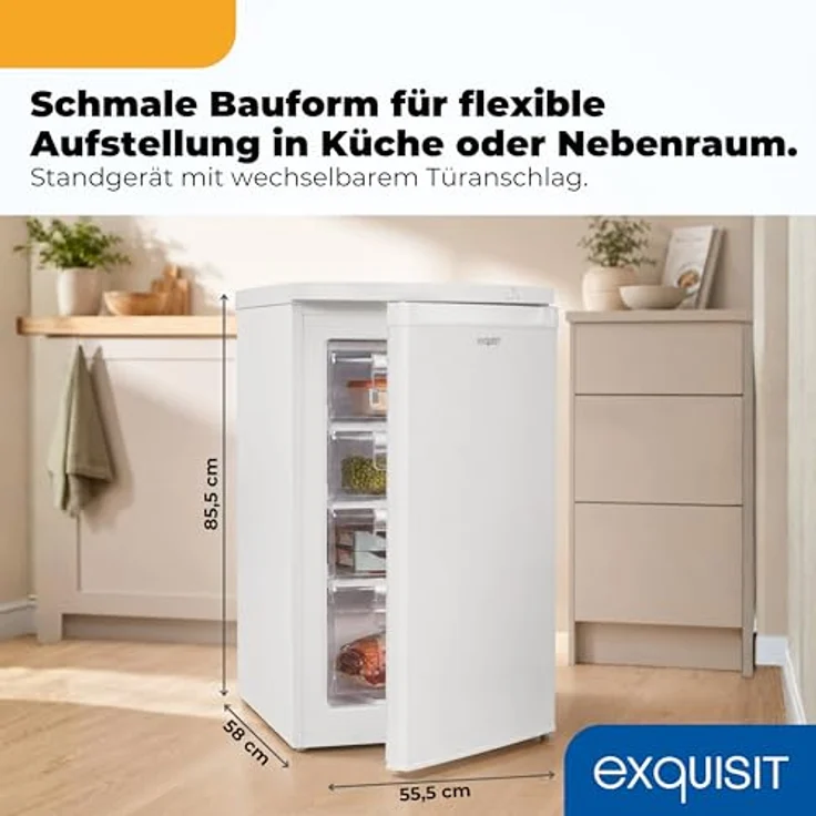 Exquisit GS512-040E Gefrierschrank, freistehend, weiß, Energieklasse E – Bild 4