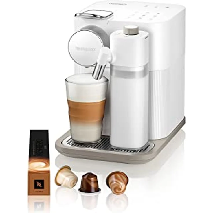 Nespresso De'Longhi EN640.W Gran Lattissima Kaffeekapselmaschine mit automatischem Milchsystem,19 Bar Druck, 1400W,Weiß – Bild 1