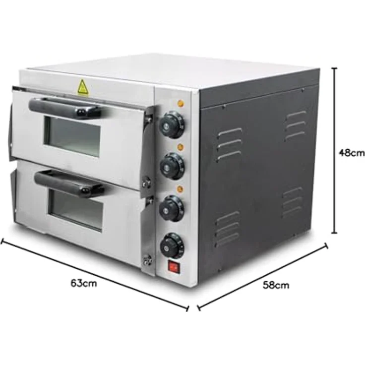Bituxx Elektrischer Pizza Doppelofen MS-18168, 3000 Watt, Silber, mit getrennten Temperatureinstellungen und Schamottstein für knusprigen Boden – Bild 10