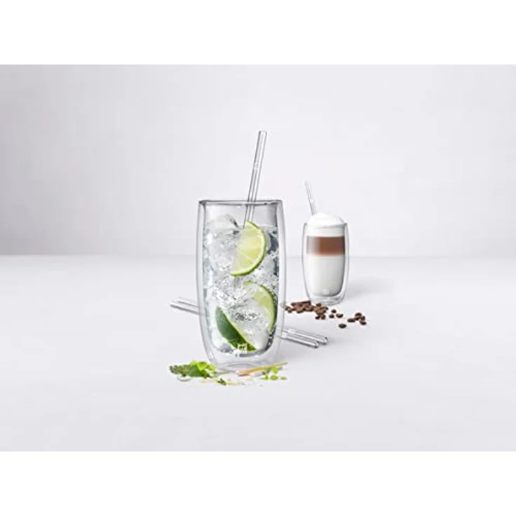 ZWILLING Sorrento Glasstrohhalme, Nachhaltig und wiederverwendbar, Borosilikatglas, Für Kalt- und Heißgetränke, 4 Stück, Länge: 23 cm, Gerade Form, Transparent – Bild 5